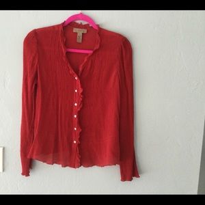 Red silk top